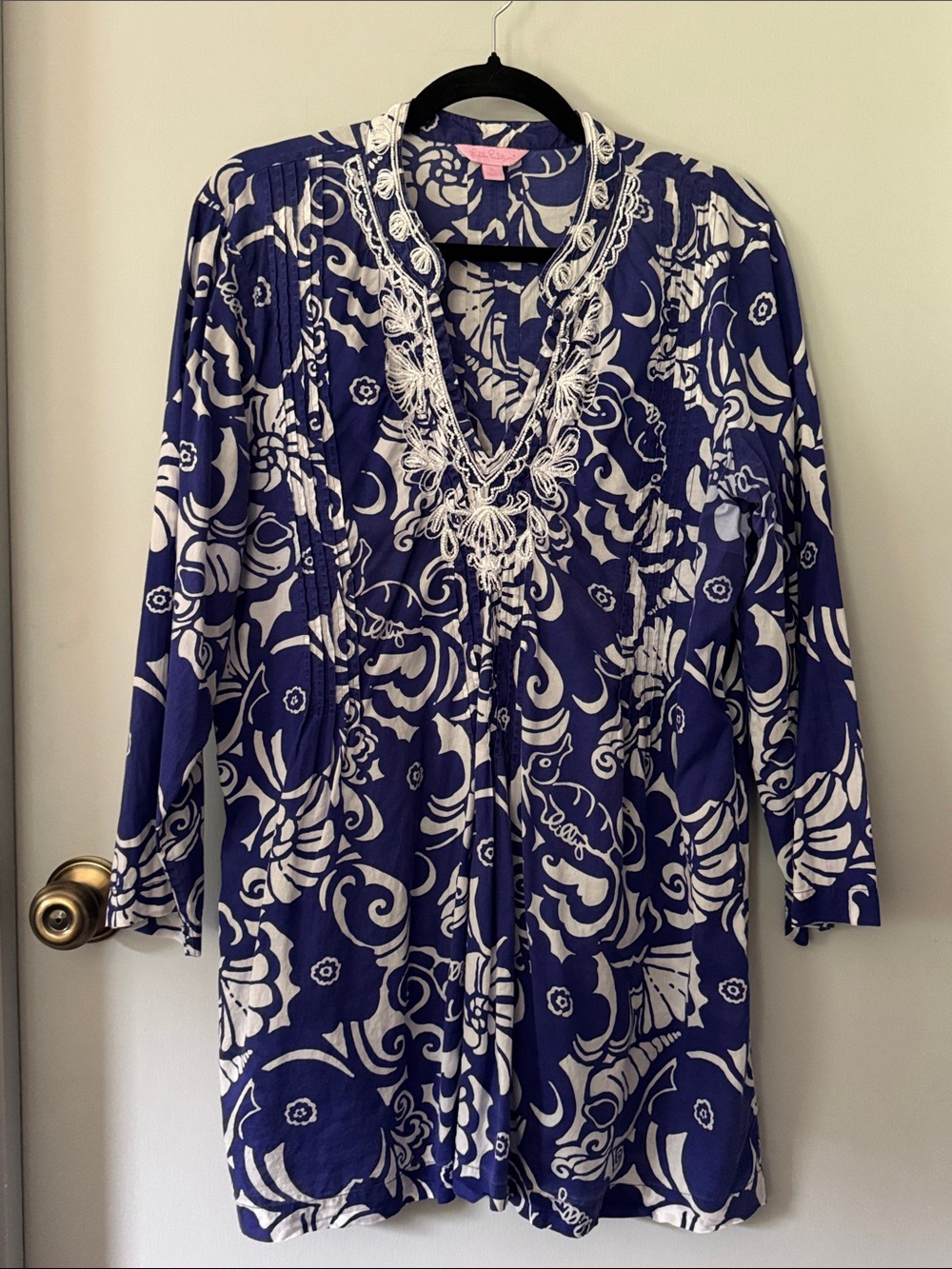 Lilly Pulitzer Navy & White Beaded Sarasota Tunic XL